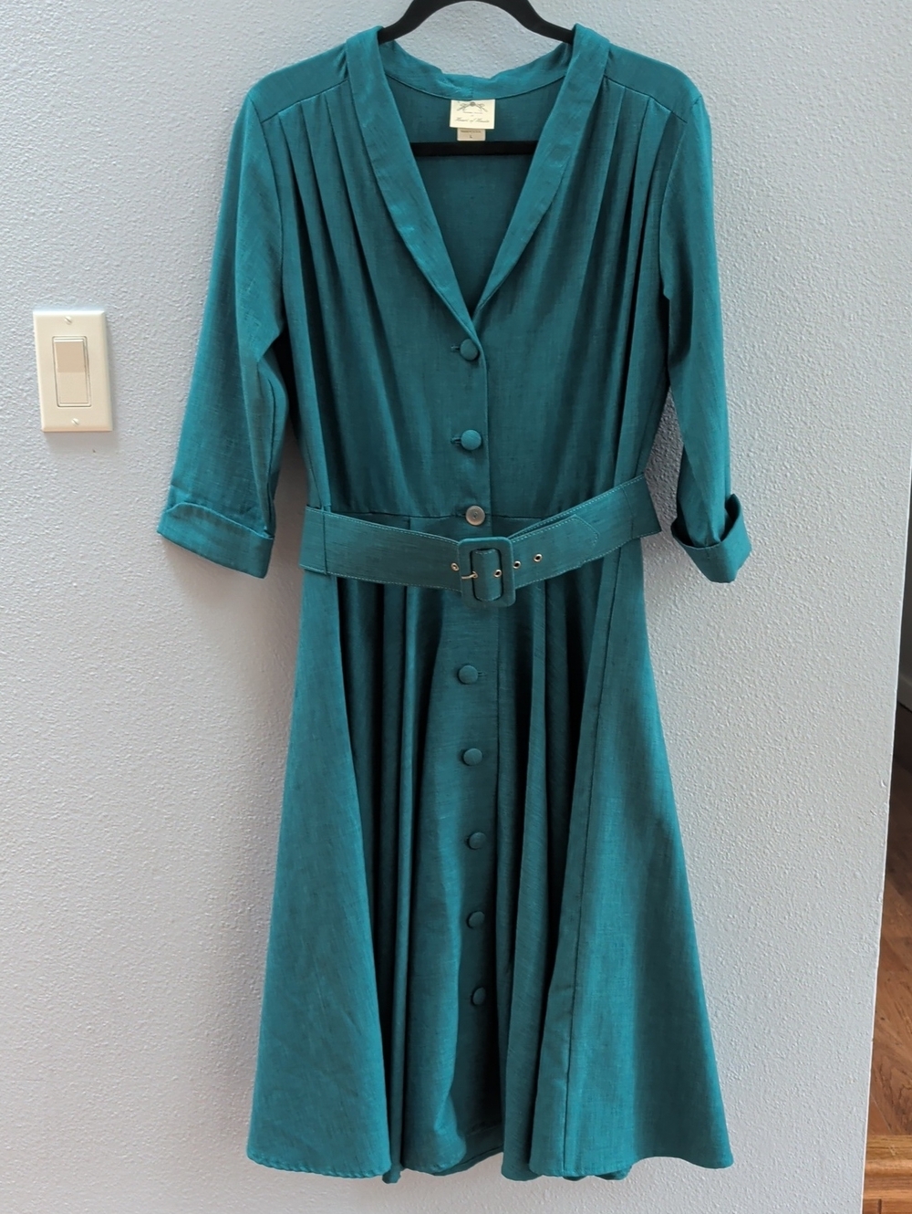 Heart Of Haute Monte Carlo Lake Button-Front Fit & Flare Dress with Belt - Picture 3 of 10